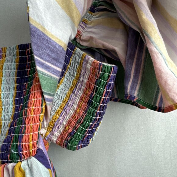 Anthropologie Tunic Top Womens Babydoll Striped Smocked Ruffled Sleeve size M - Picture 13 of 13